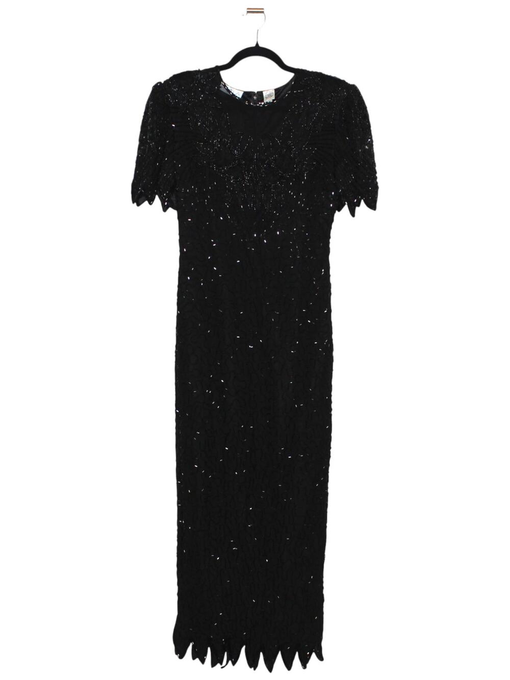 Vintage Scala 100% Silk Full Sequin Maxi Dress Size XL